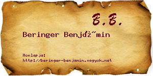 Beringer Benjámin névjegykártya