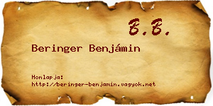 Beringer Benjámin névjegykártya