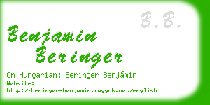 benjamin beringer business card
